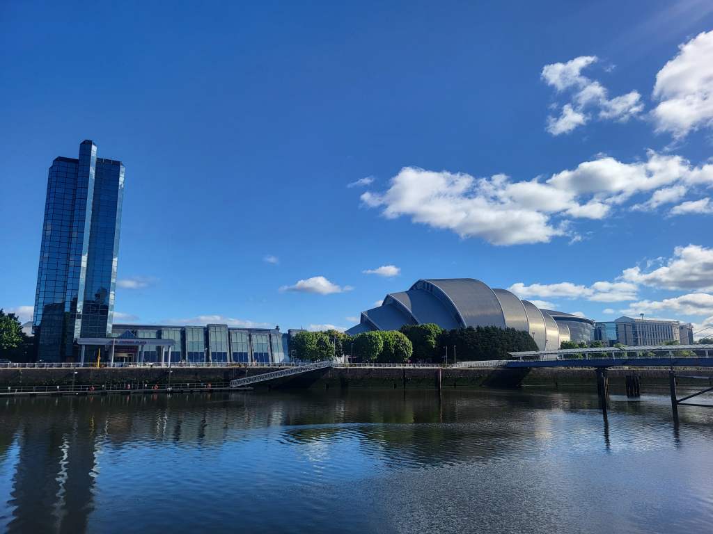SEC Armadillo, an iconic event center building along the River Clyde