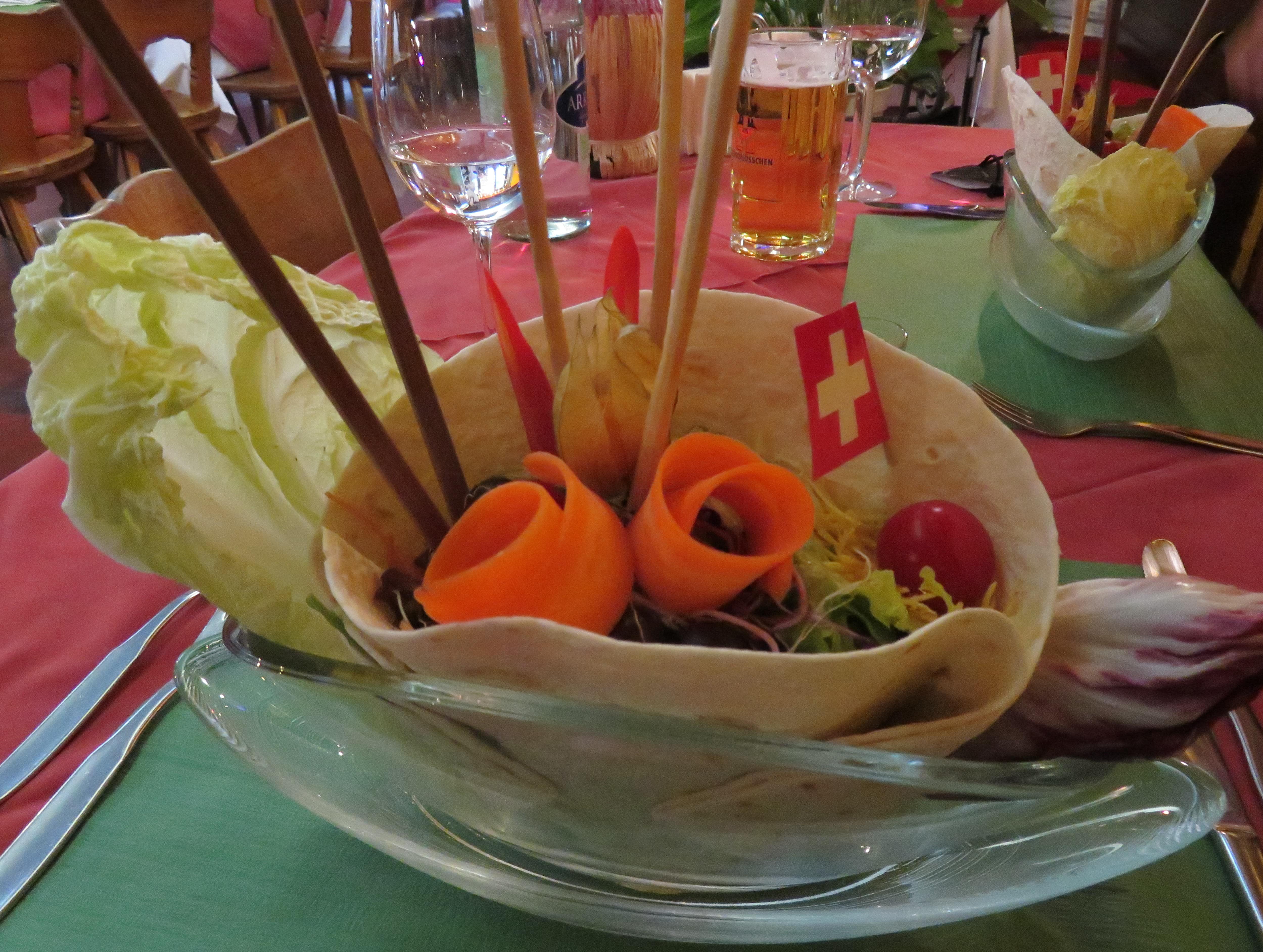 The exquisite salad we had at Matterhorn Golf Hotel