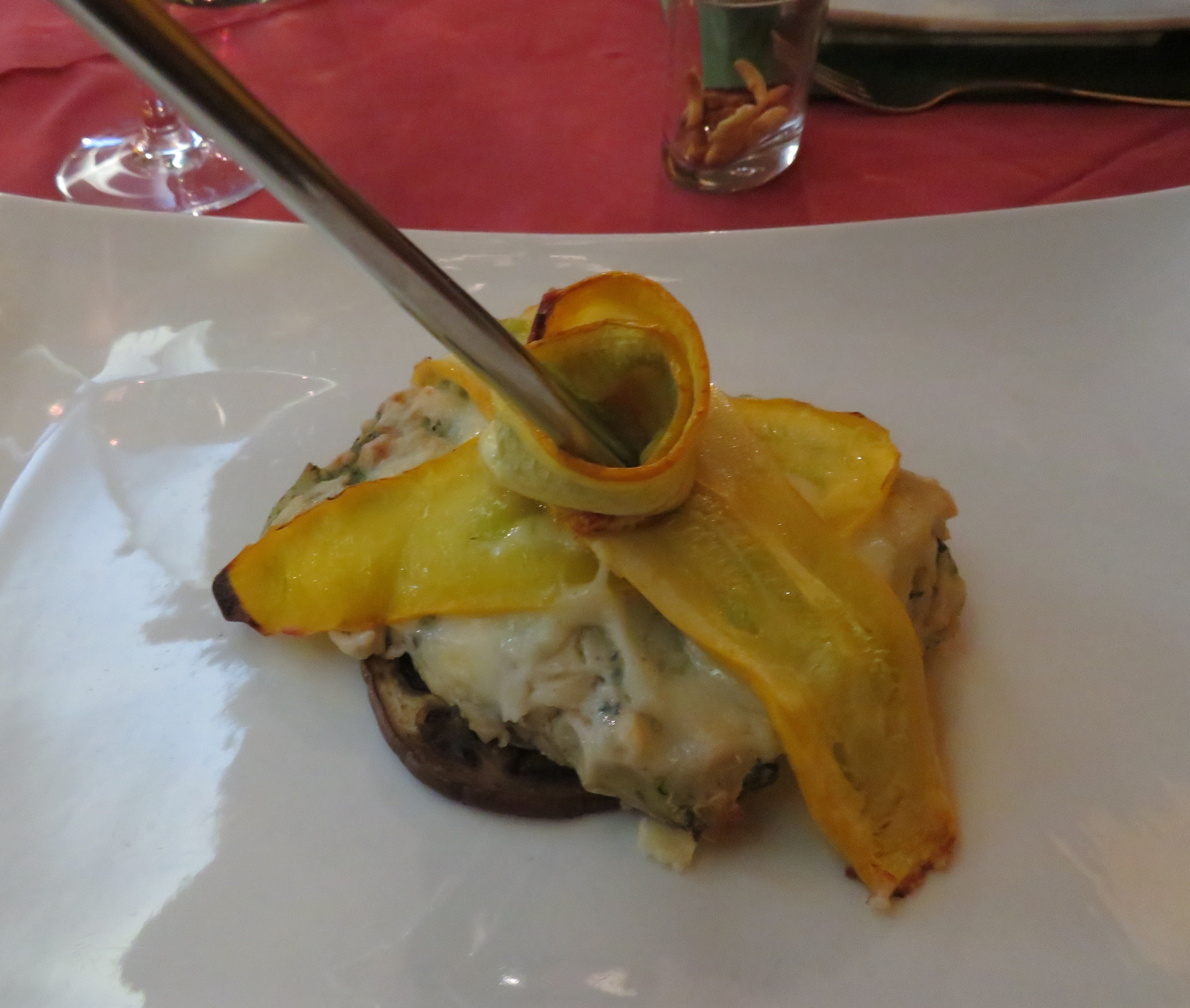 a main dish of cheese and eggplant
