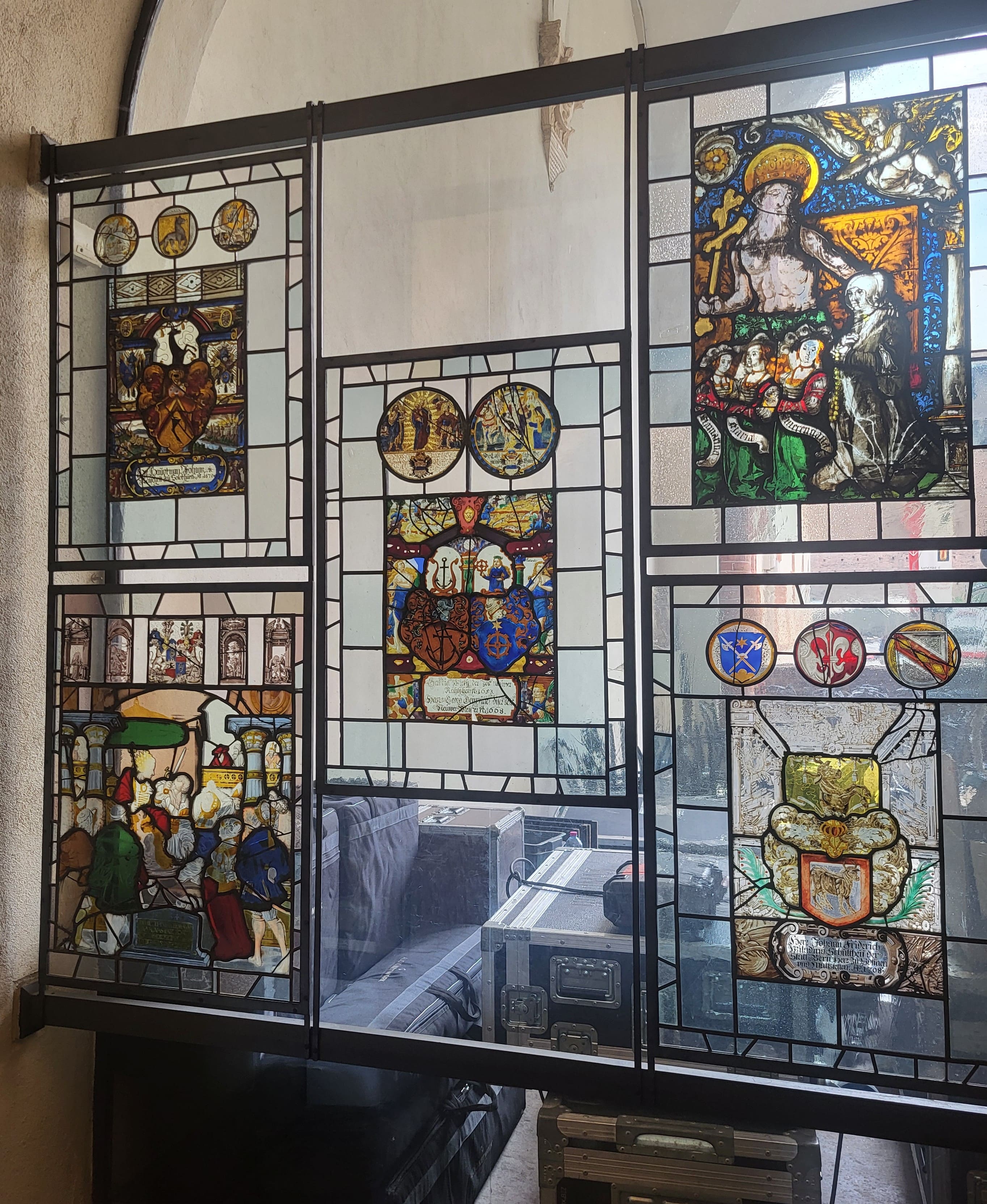 Colorful stained glasses in the museum
