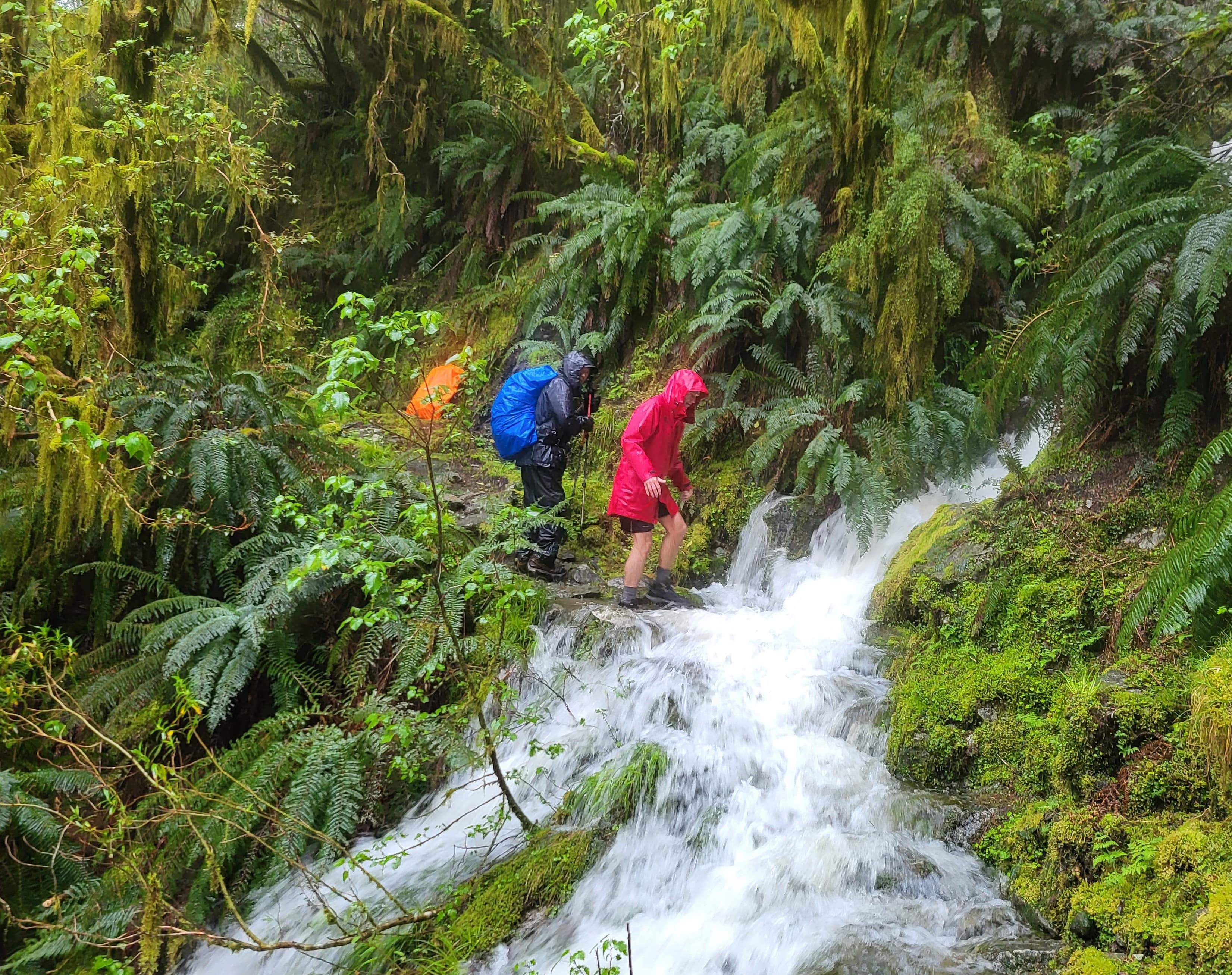 Some sections involved walking across runoffs.