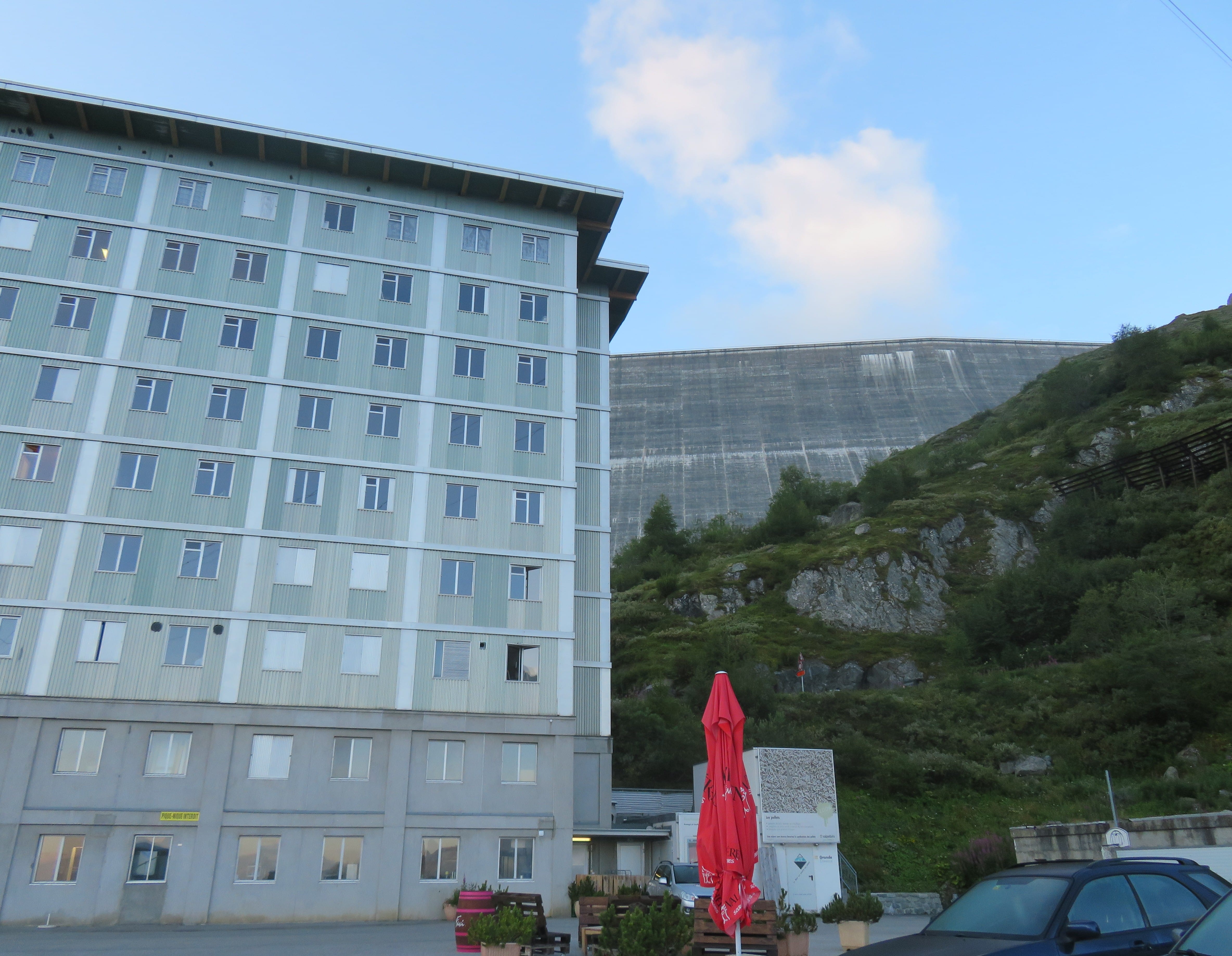 Hotel du Barrage sitting right under the Grande Dixence Barrage