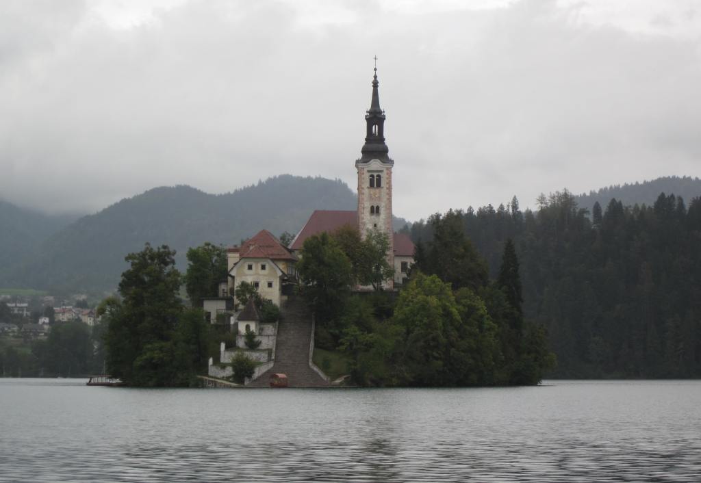 There's a pretty church on the island.
