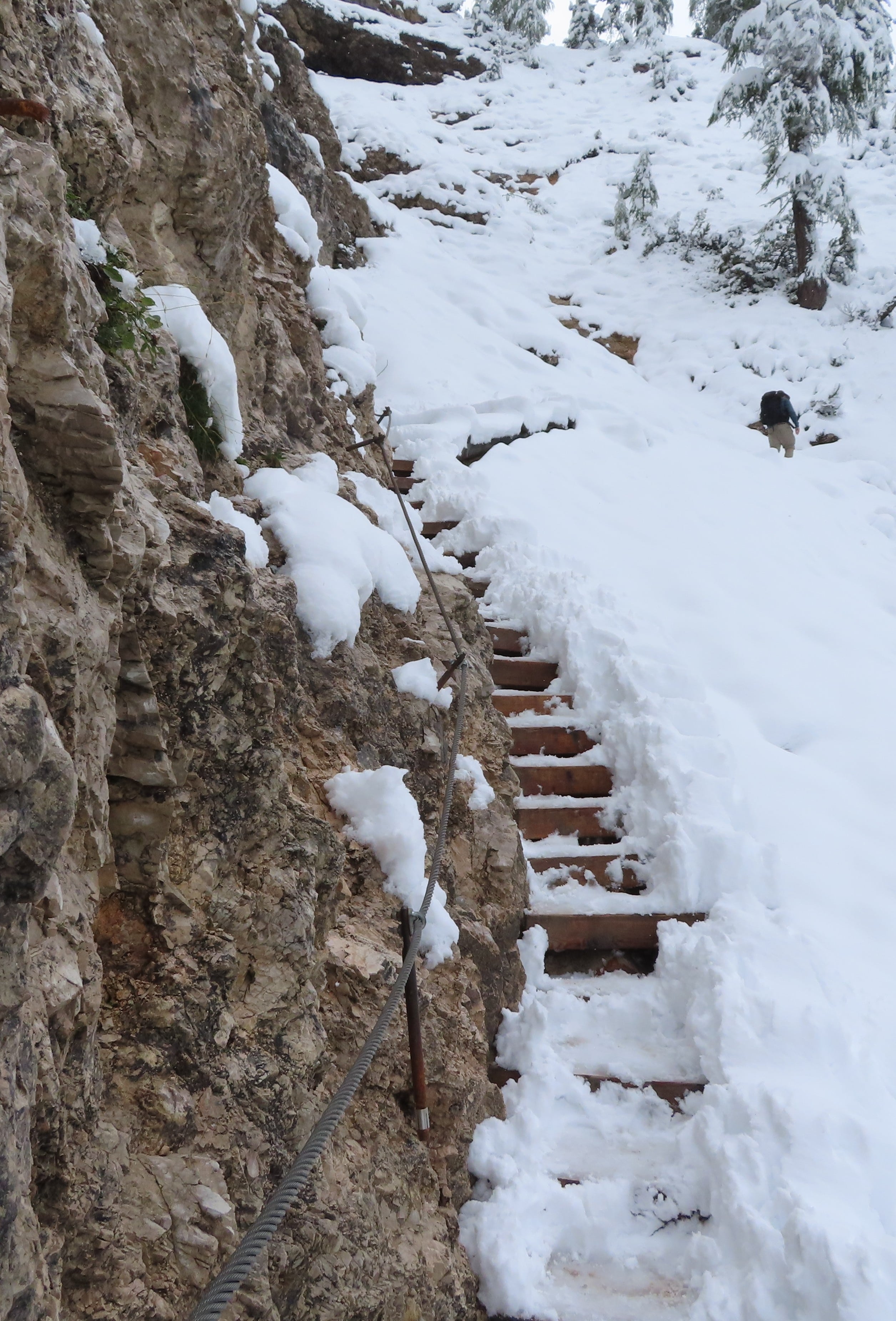 The trail was full of snow and ice