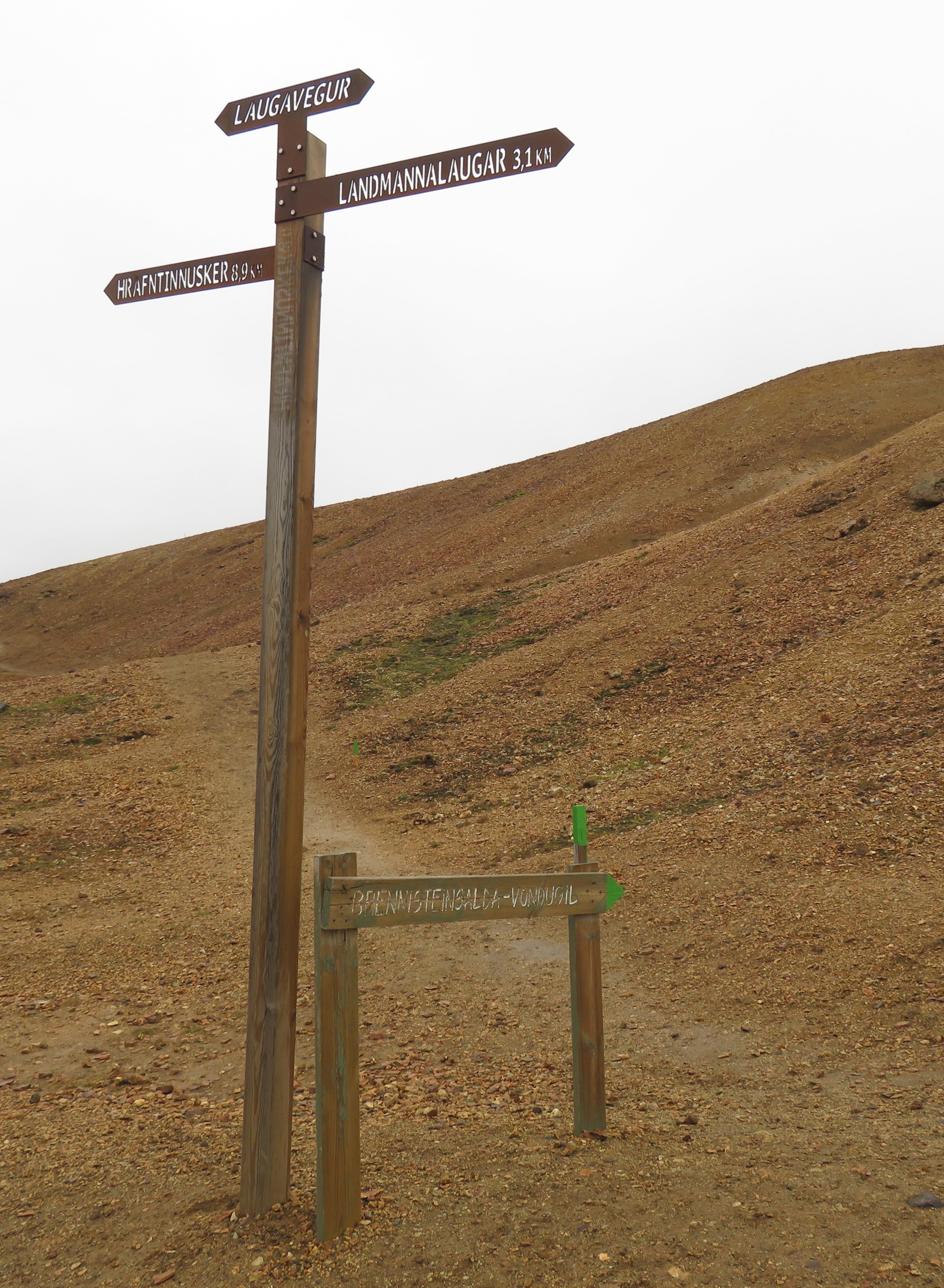 Laugarvegur Trail has clear signs all the way.