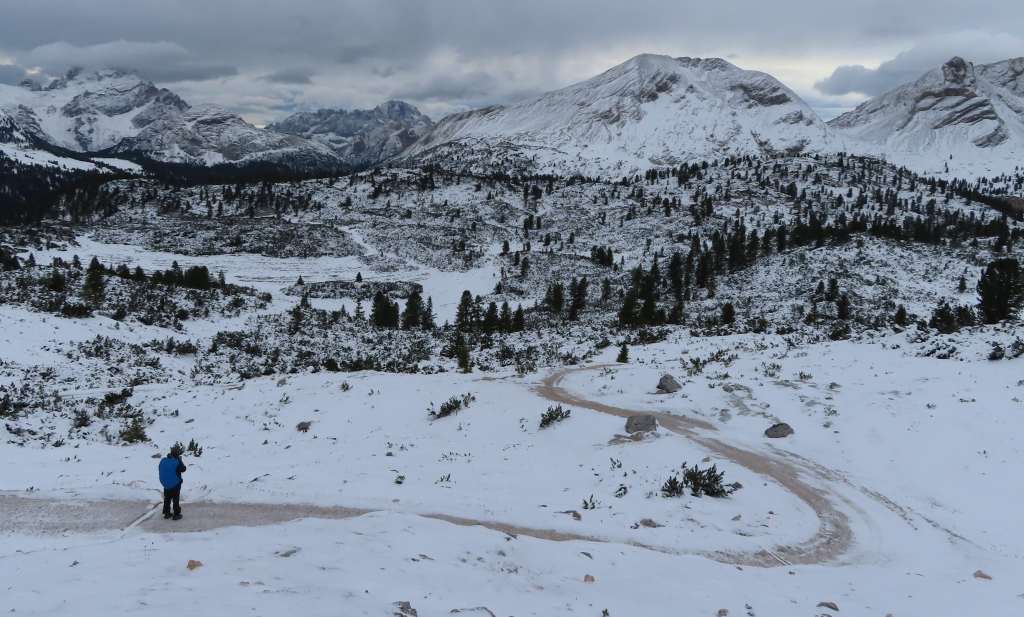 Gloomy day, beautiful scenery, and slippery trail