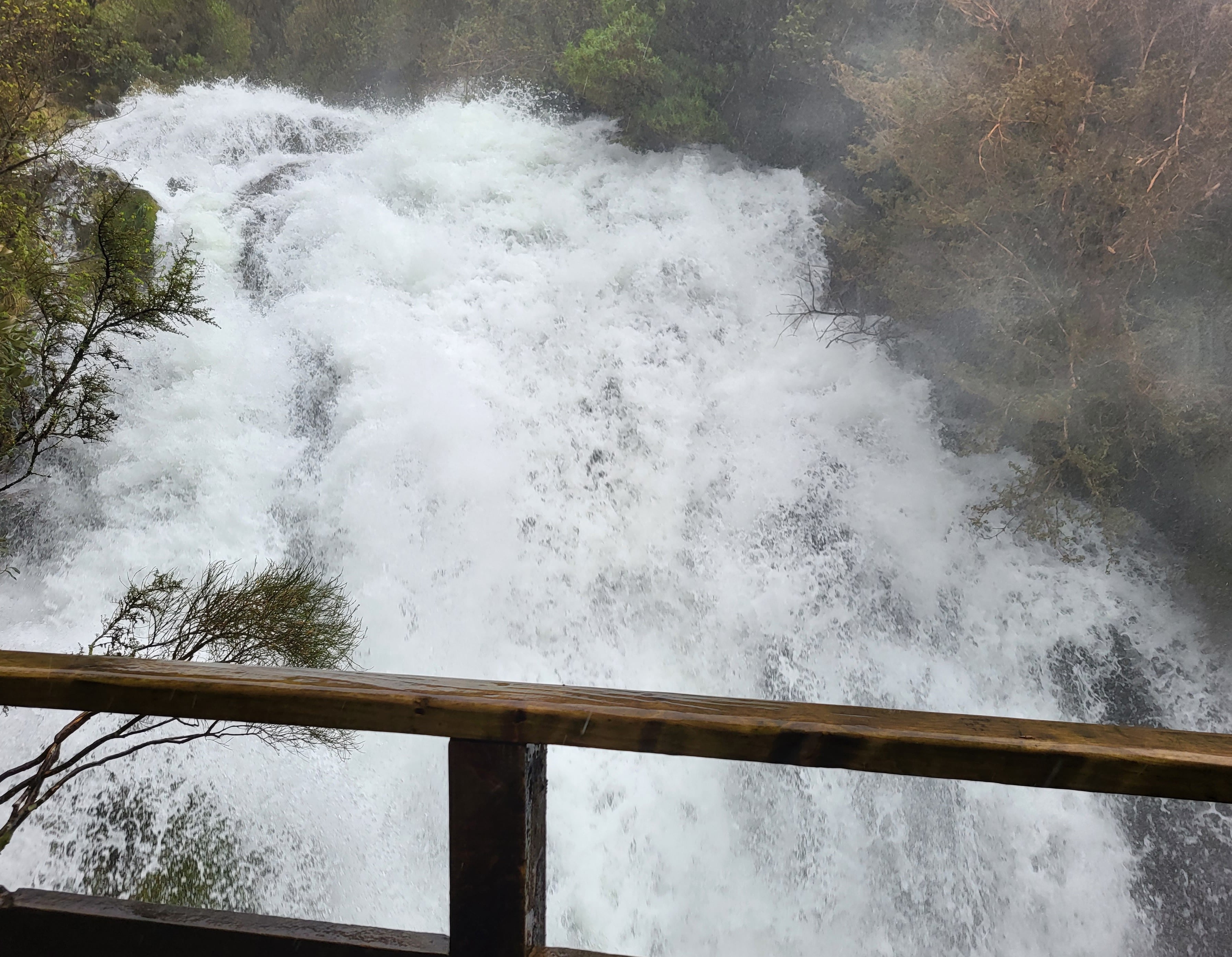 Raging waterfalls in the rain