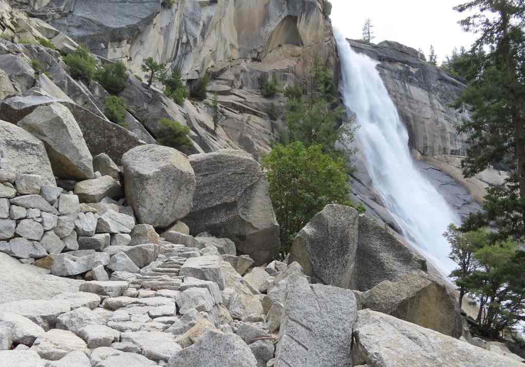 Trail climbing up to the top of Nevada Fall