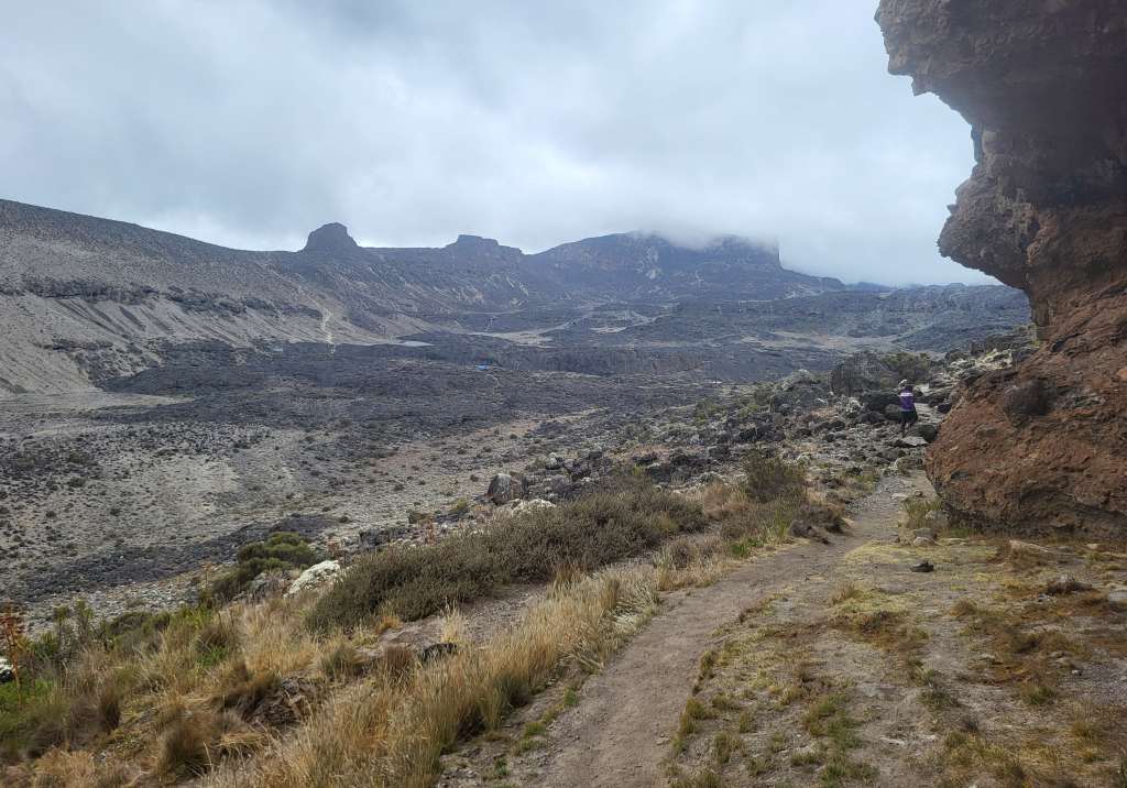 On the way to the Moir Hut -- the ridge on the left was our afternoon acclimatization hike destination