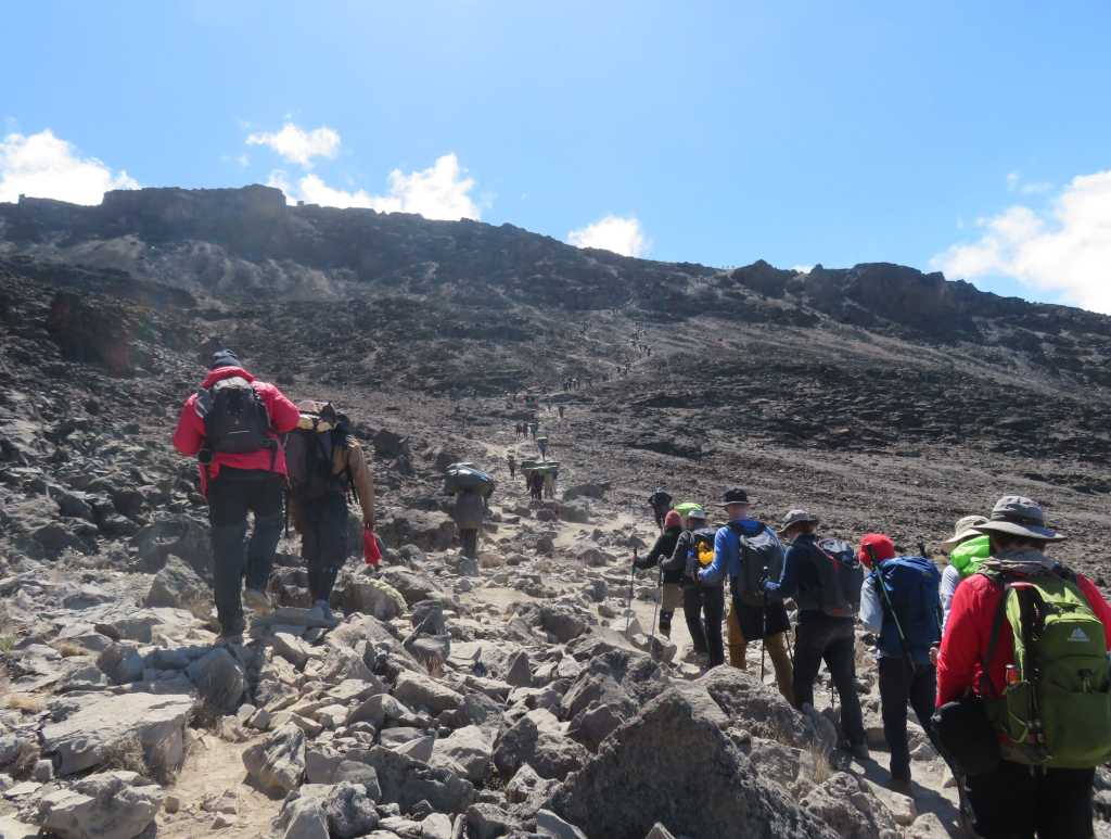 Climbing up to the Barafu Camp