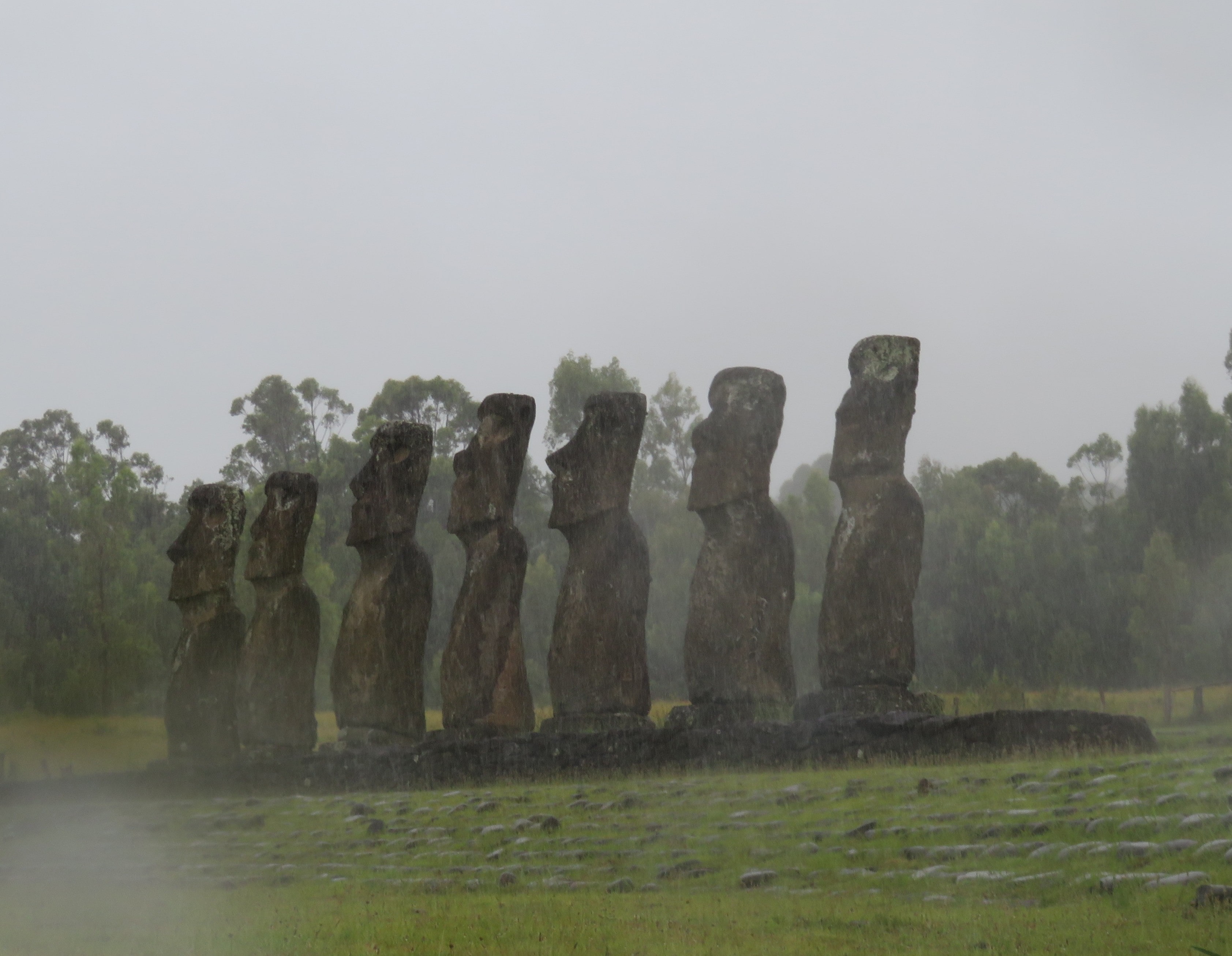 Ahu Akivi in the rain