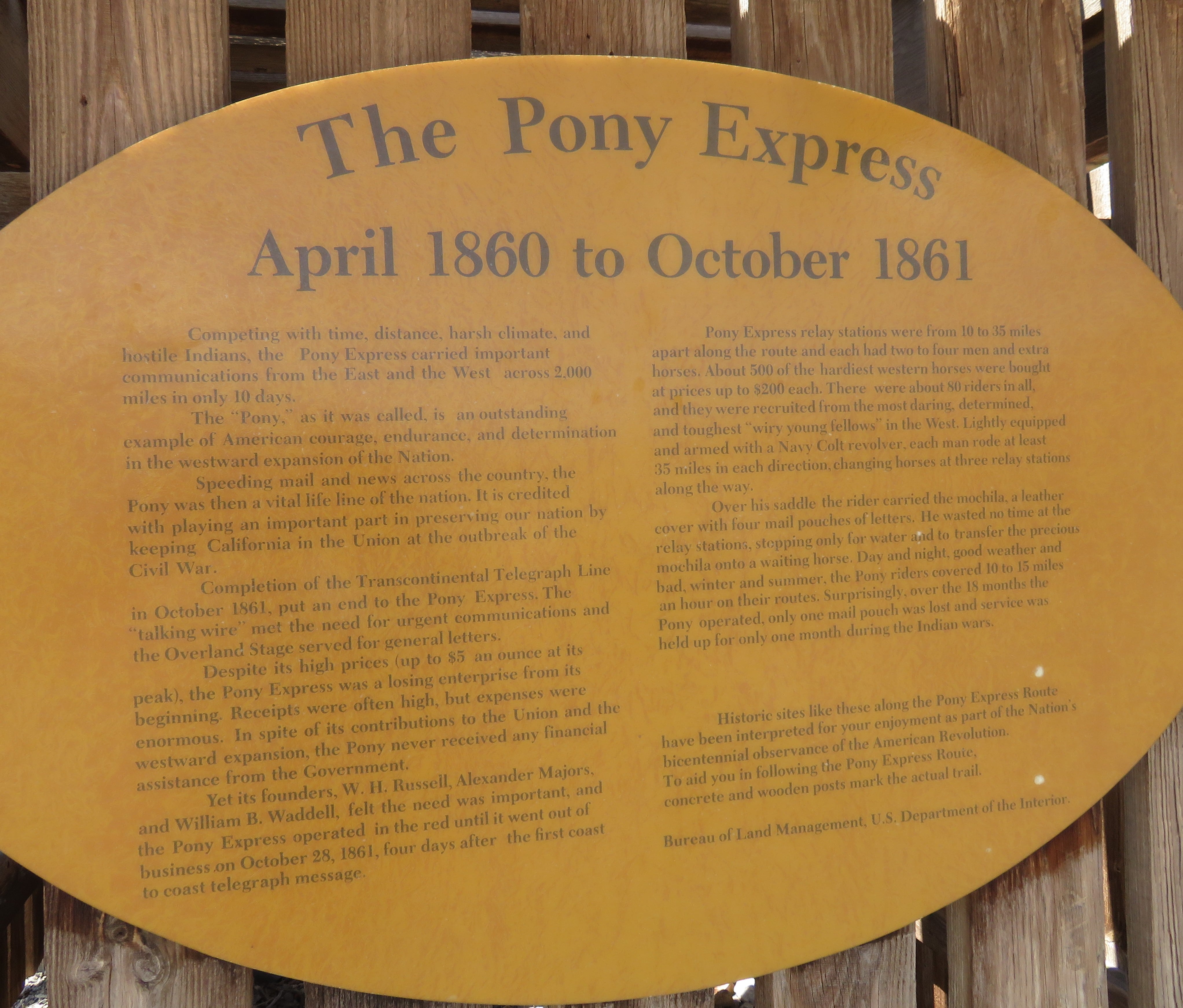 Pony Express Information Board
