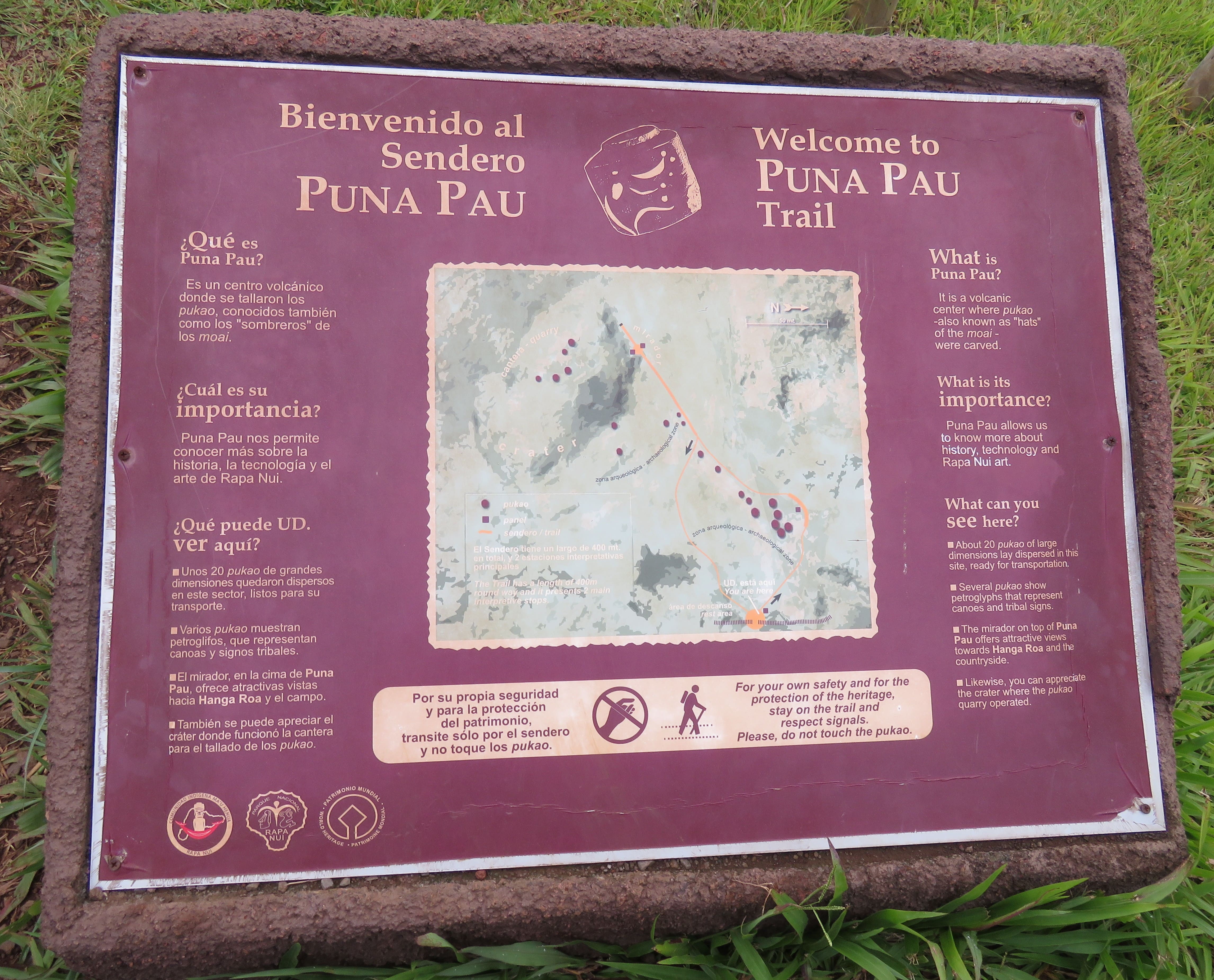 Puna Pau information board
