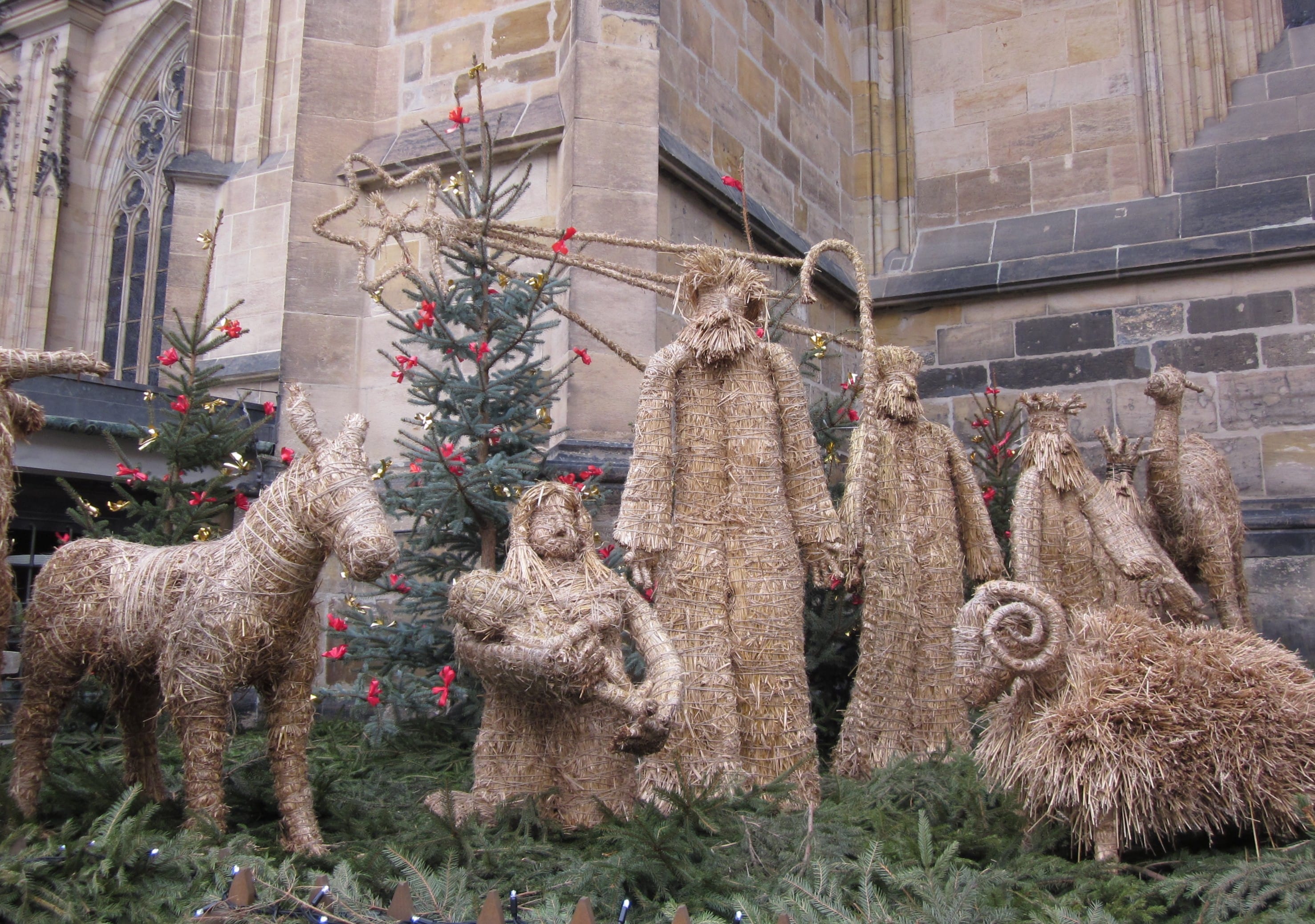 There was a nativity display outside the cathedral during Christmas Holiday season.