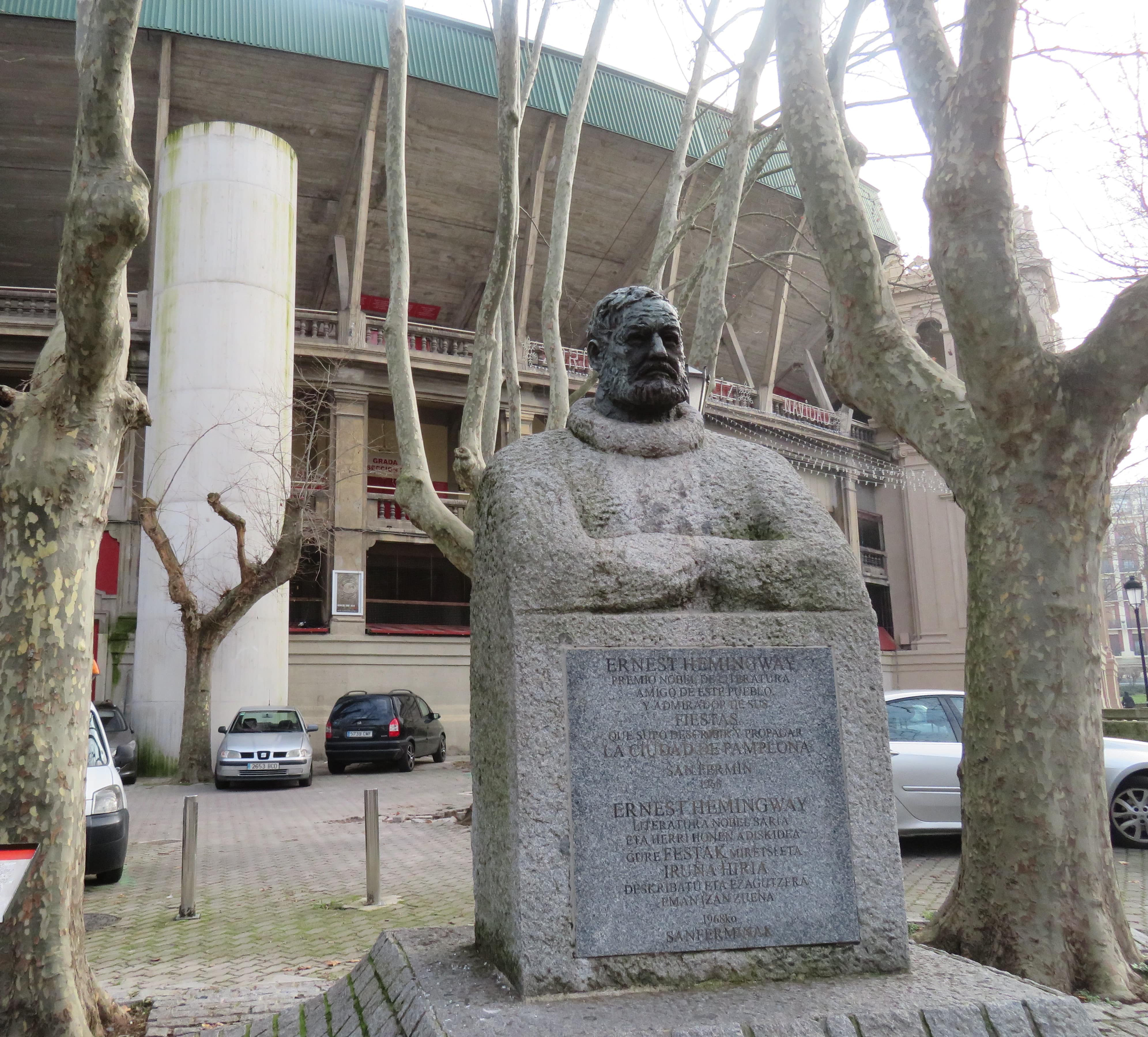 Hemmingway's statue outside the Bull Ring