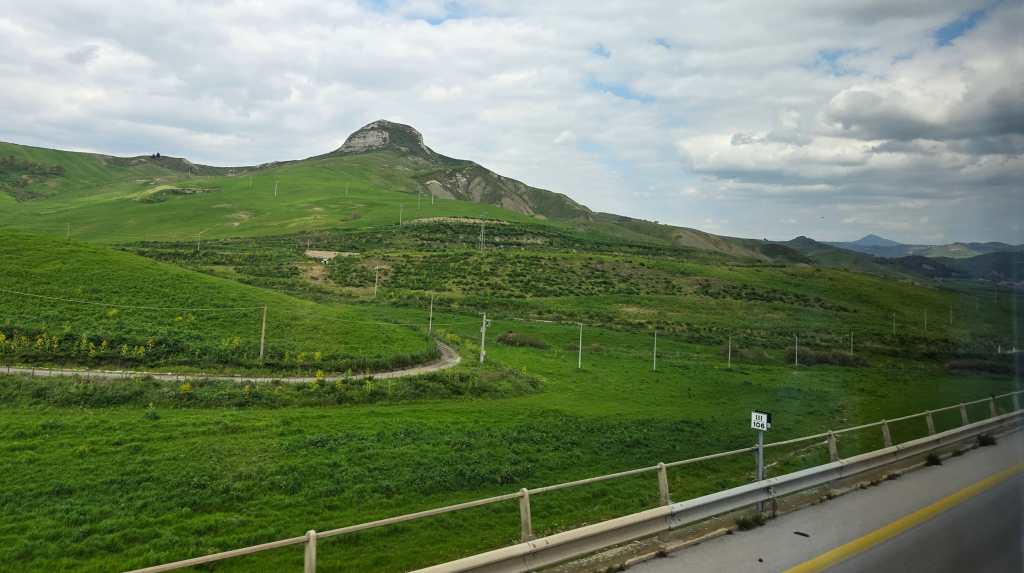 Verdant countryside view from the bus ride