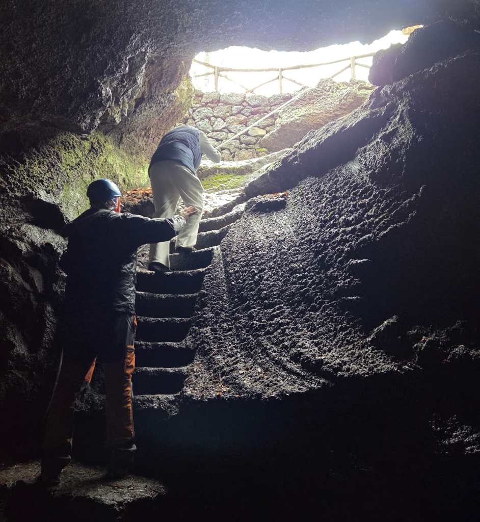 Descending into the cave