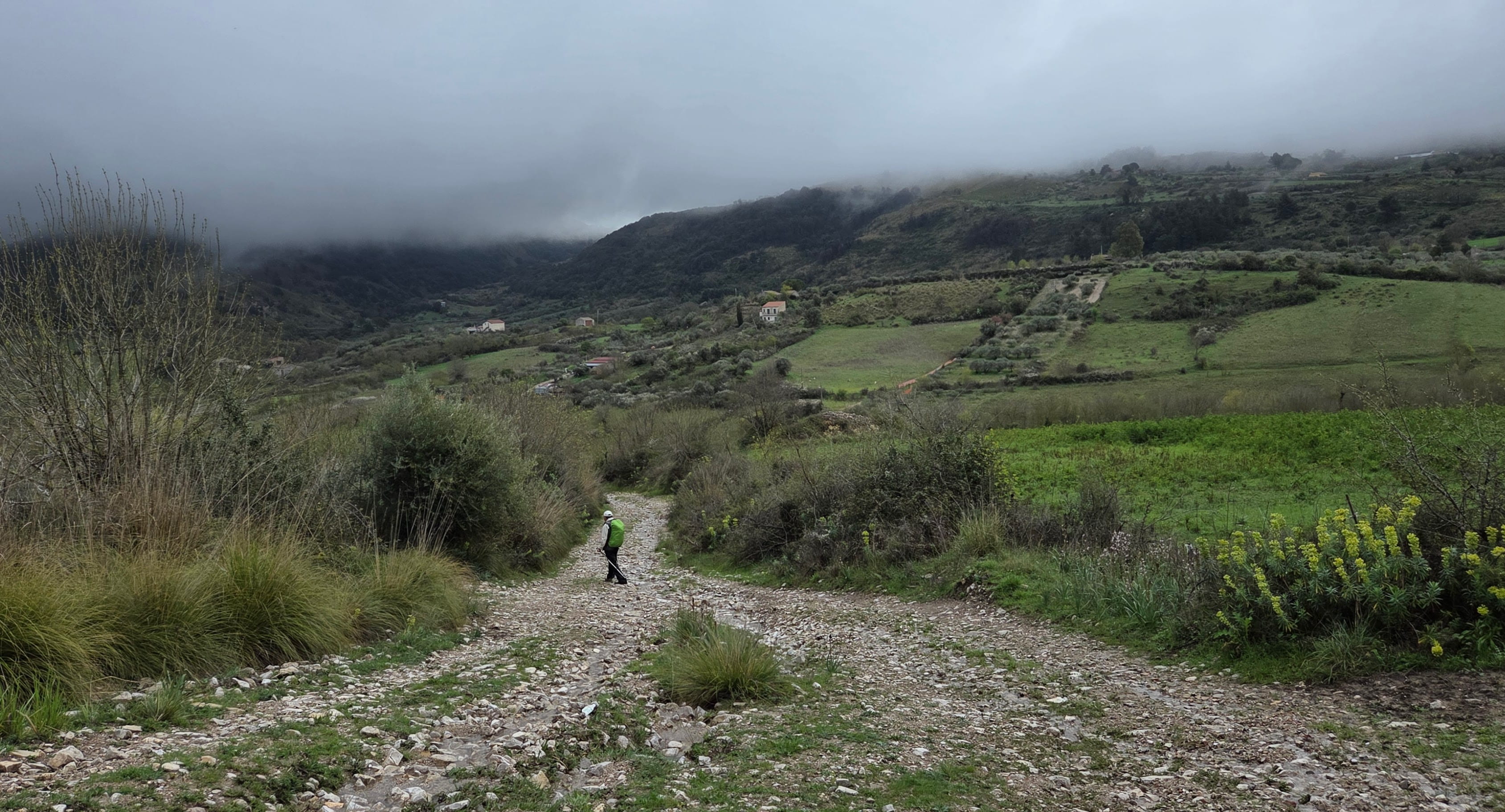 Hiking on open fields