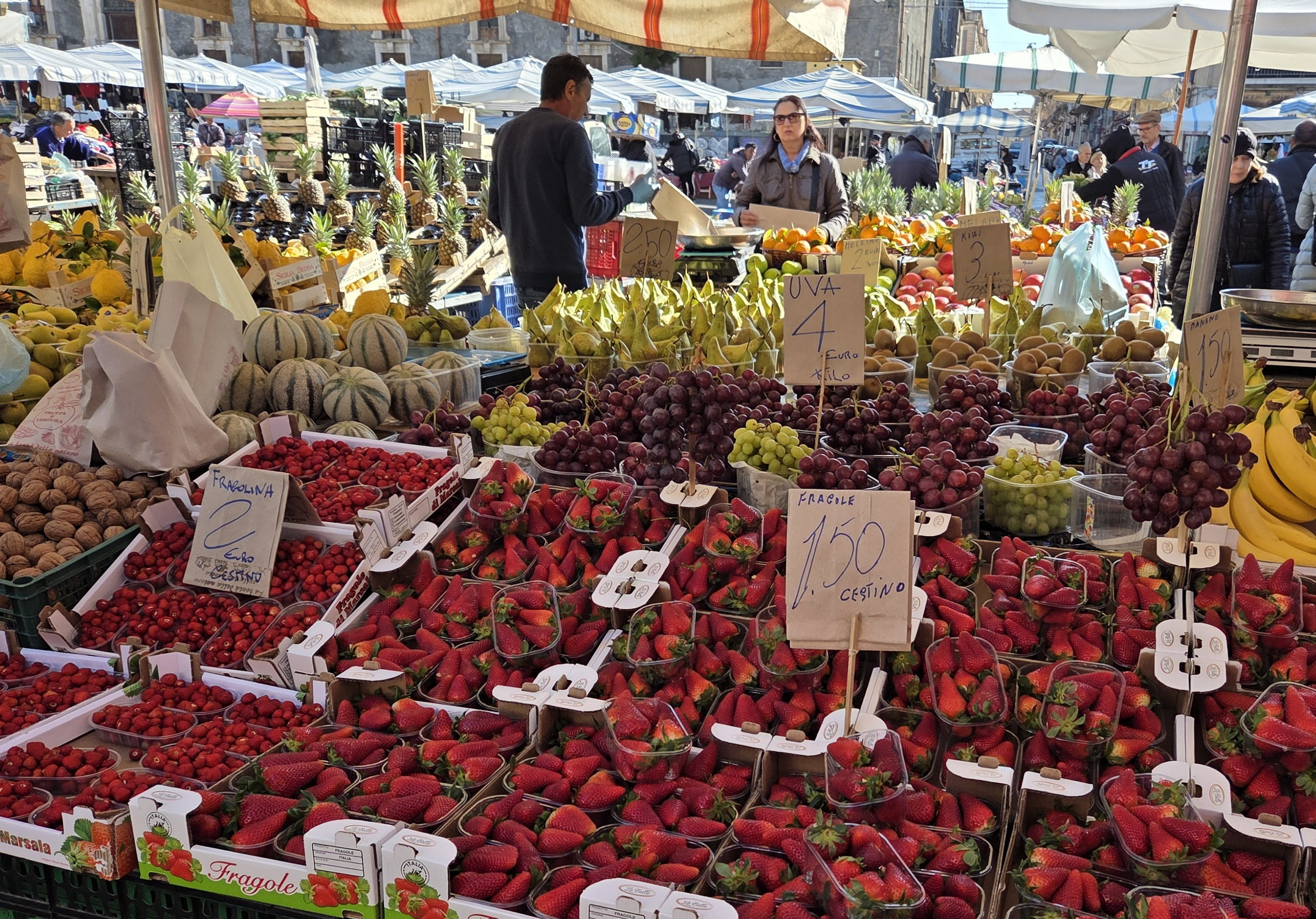 Fruit stalls in local market