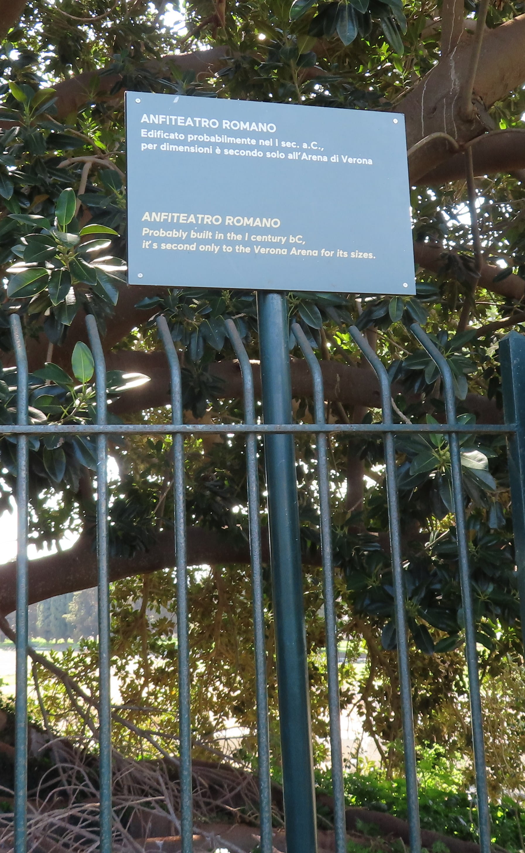 Siracusa Roman Amphitheater sign