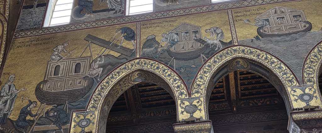 Old Testament 1: Noah building Ark; Animals entering Ark; The flood