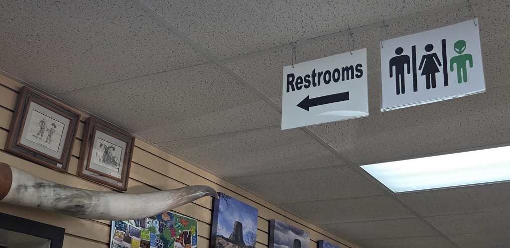 Bathroom Sign inside the Trading Post