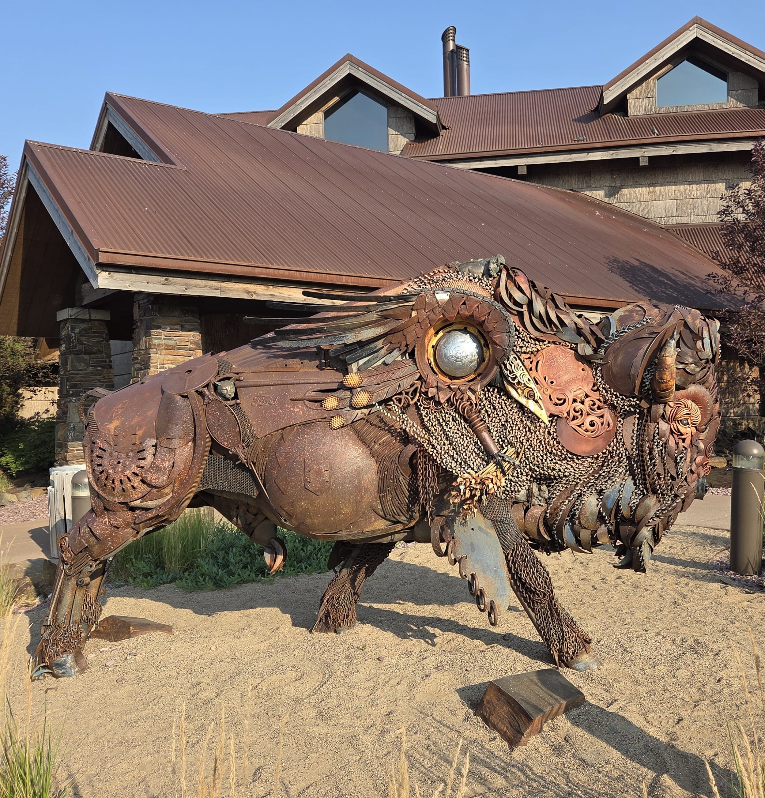 Bison Statue outside Dakotah Steakhouse