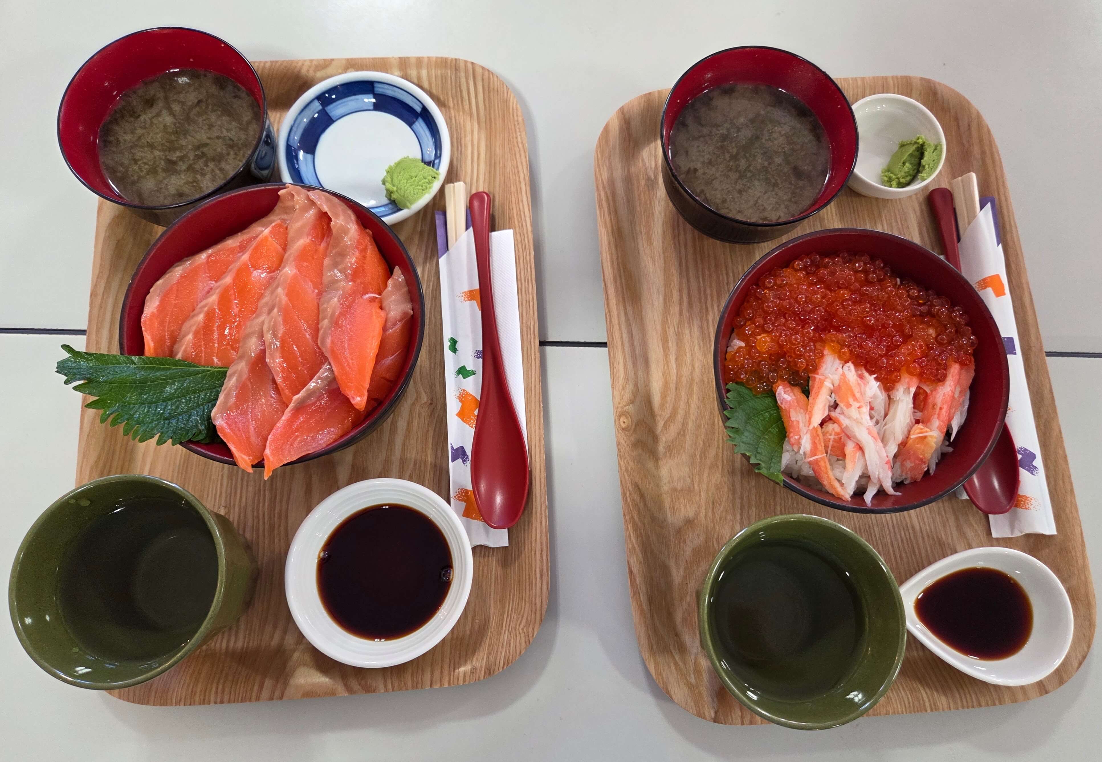 Salmon Sashimi Bowl and Crab and Salmon Roe Bowl